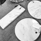 Tabla de cortar de mármol blanco de Carrara de diseño redondo Made in Italy - Masha viadurini
