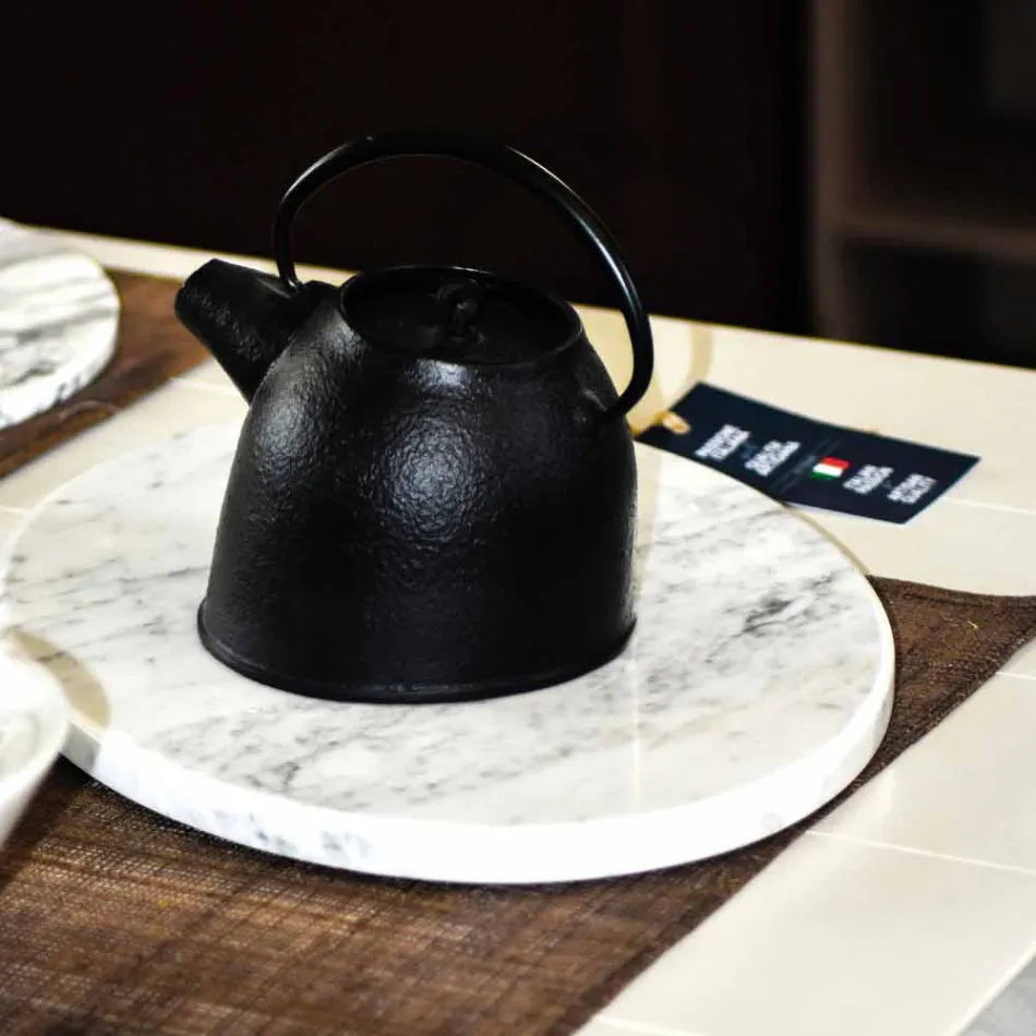 Tabla de cortar ovalada moderna en mármol blanco de Carrara Made in Italy - Masha viadurini