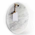 Tabla de cortar ovalada moderna en mármol blanco de Carrara Made in Italy - Masha viadurini