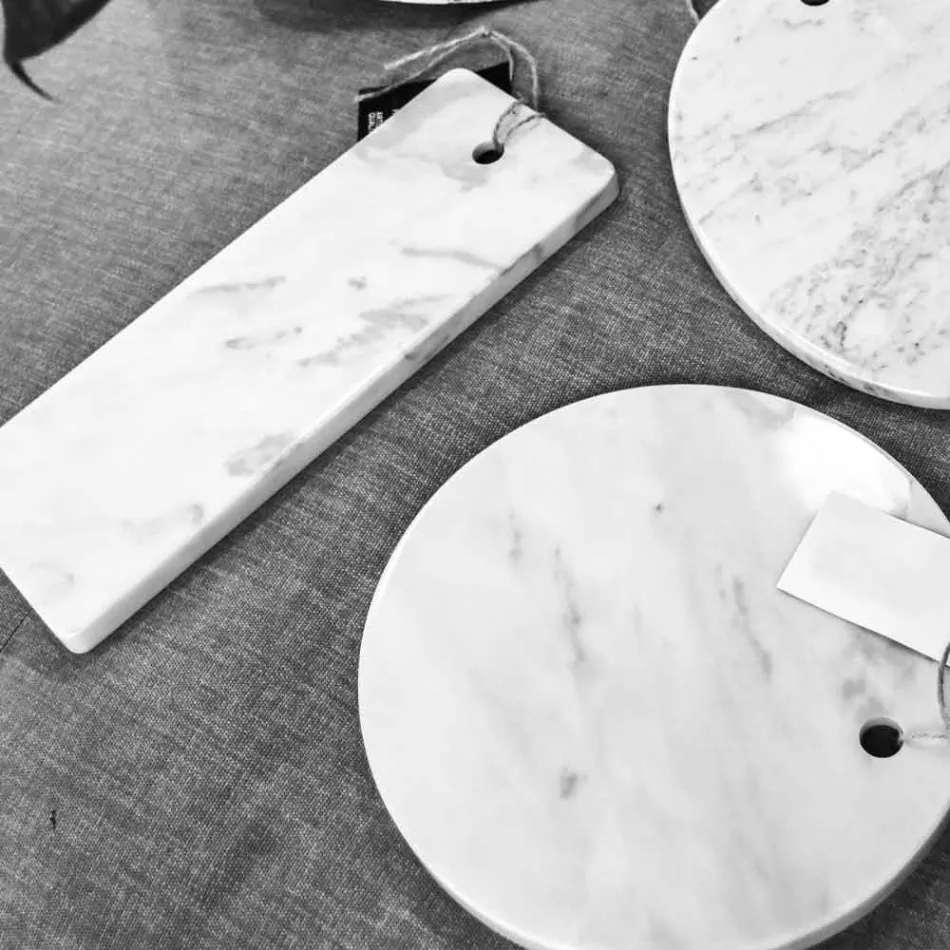 Tabla de cortar rectangular en mármol blanco de Carrara Made in Italy - Masha viadurini