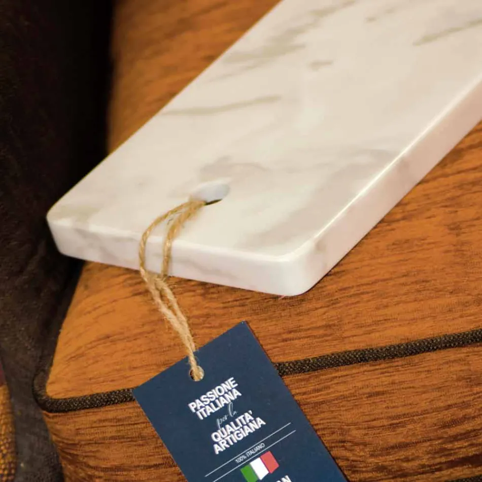 Tabla de cortar rectangular en mármol blanco de Carrara Made in Italy - Masha viadurini