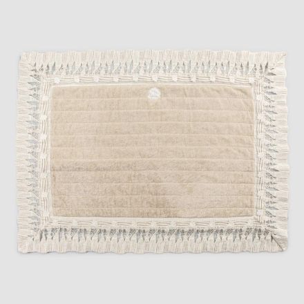 Alfombra de baño rectangular en esponja de algodón con encaje de borlas de lujo - Lippon viadurini