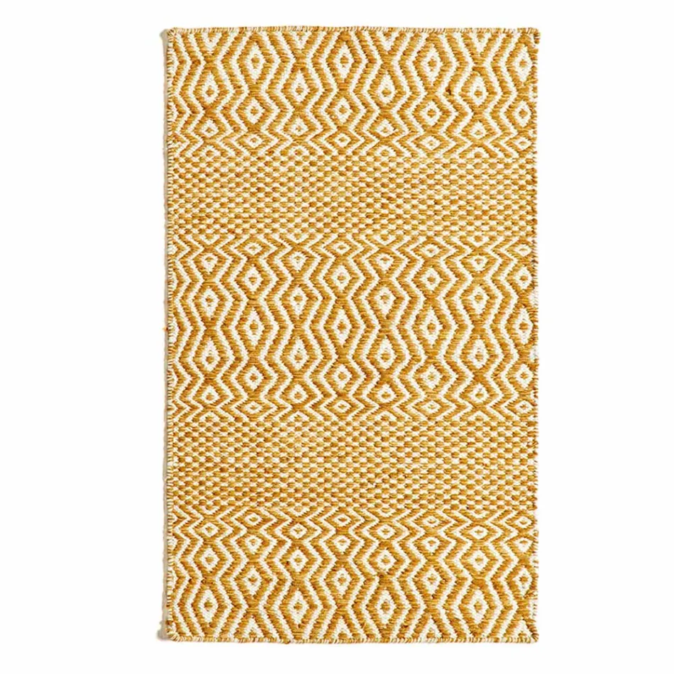 Alfombra de salón de diseño moderno en lana y algodón hecha a mano - Minera viadurini