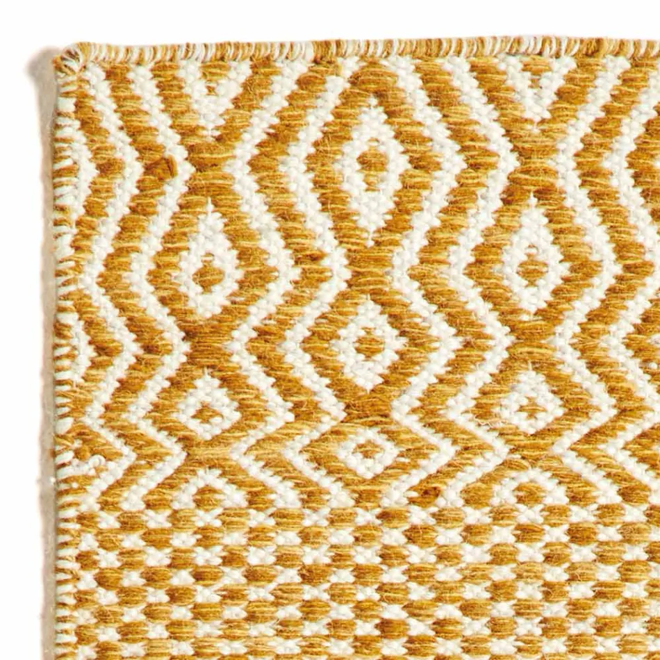 Alfombra de salón de diseño moderno en lana y algodón hecha a mano - Minera viadurini