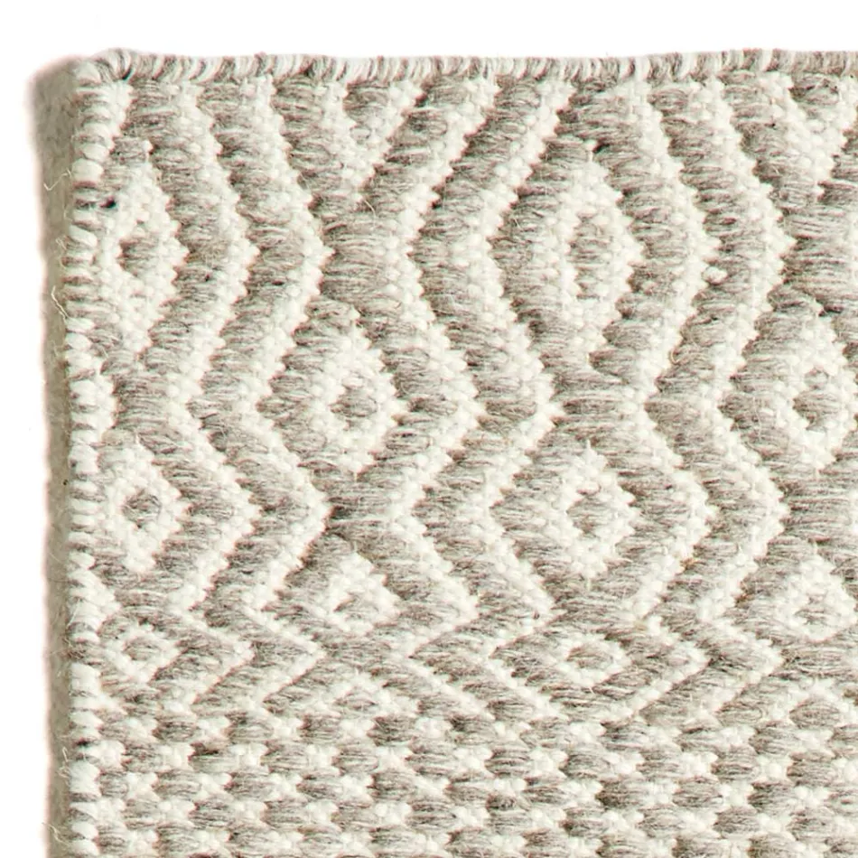 Alfombra de salón de diseño moderno en lana y algodón hecha a mano - Minera viadurini