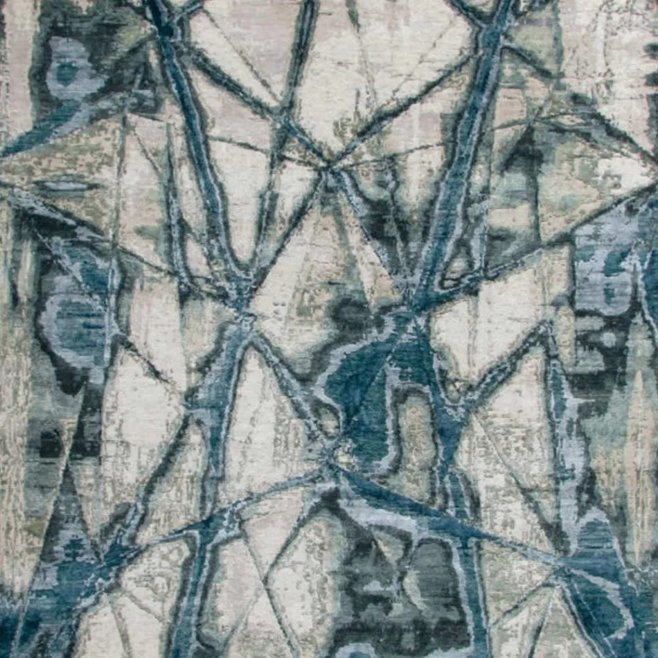 Alfombra de salón estampada de diseño moderno en seda y lana de bambú - Laptos viadurini