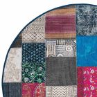 Alfombra redonda étnica en tela de algodón de colores - Fibra viadurini