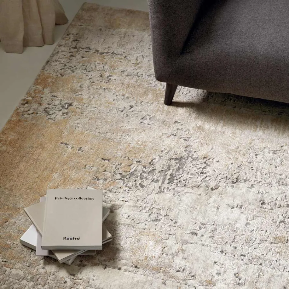 Alfombra de salón de diseño moderno y elegante en seda y lana de bambú - Pasha viadurini