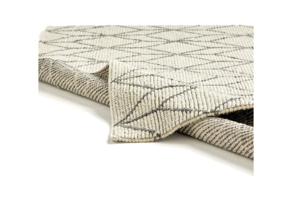 Alfombra moderna tejida a mano con diseño geométrico en lana para salón - Geome viadurini