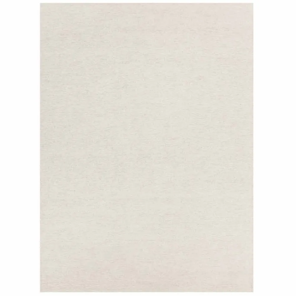 Alfombra rectangular en lana y algodón marrón o crema de diseño moderno - Kuta viadurini