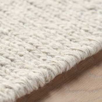 Alfombra rectangular en lana y algodón marrón o crema de diseño moderno - Kuta