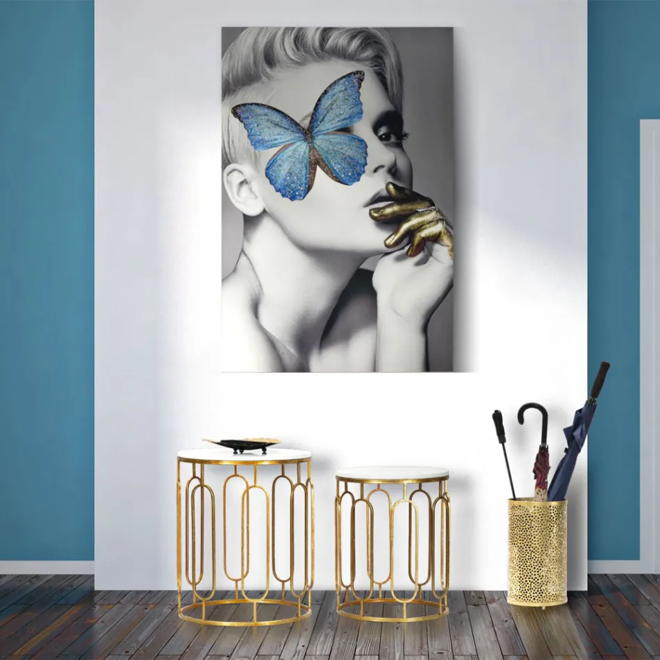 Mesas de centro en hierro dorado y resina efecto mármol 2 piezas - Pietro viadurini