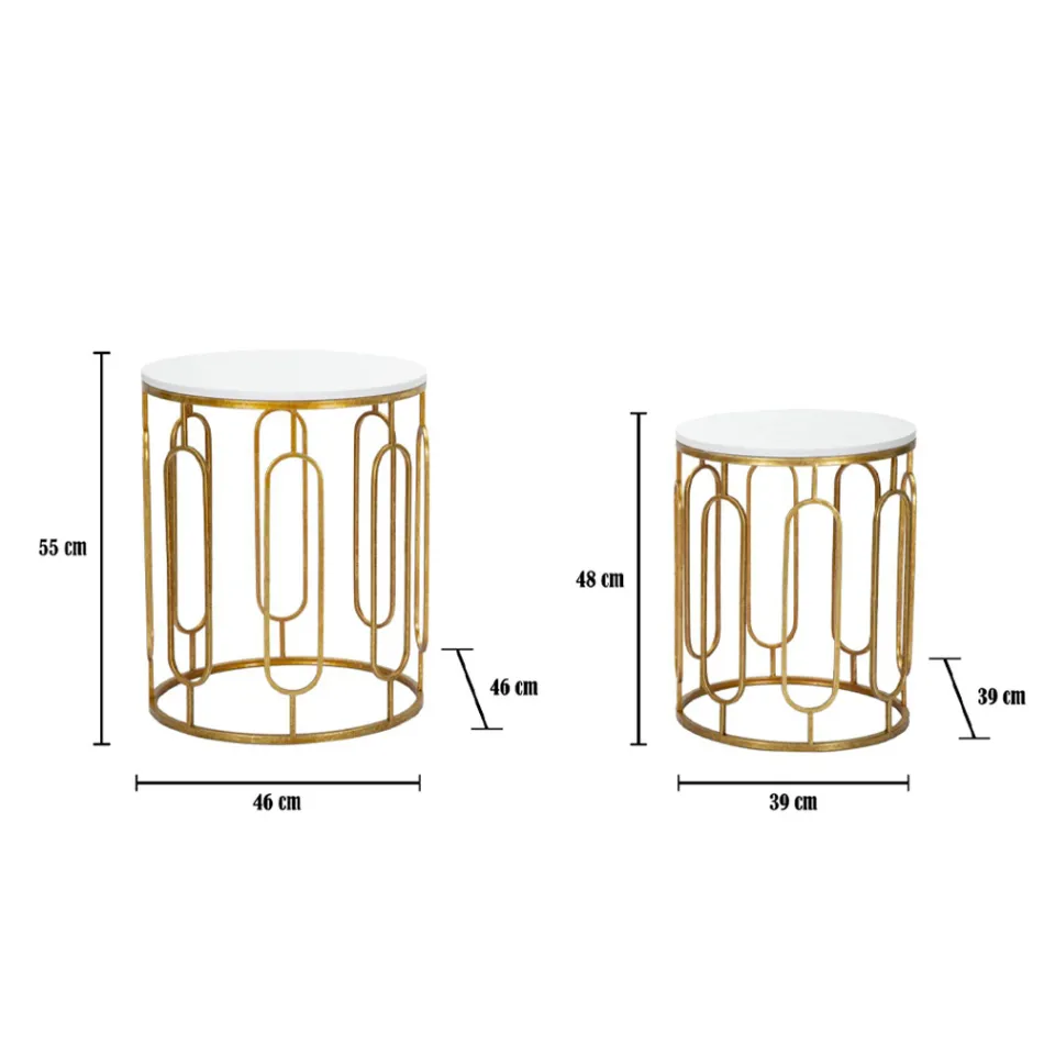Mesas de centro en hierro dorado y resina efecto mármol 2 piezas - Pietro viadurini