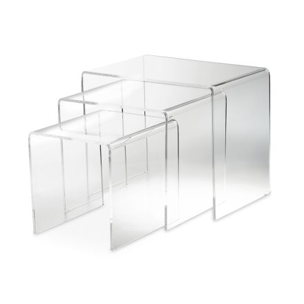 Mesas de centro para sala de estar en cristal acrílico minimalista transparente 3 piezas - Cecco viadurini
