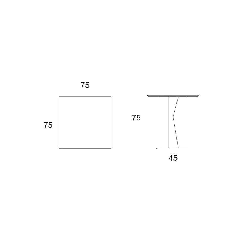 Mesa de centro alta cuadrada de metal inclinado y tapa de cerámica mate - Coriko viadurini