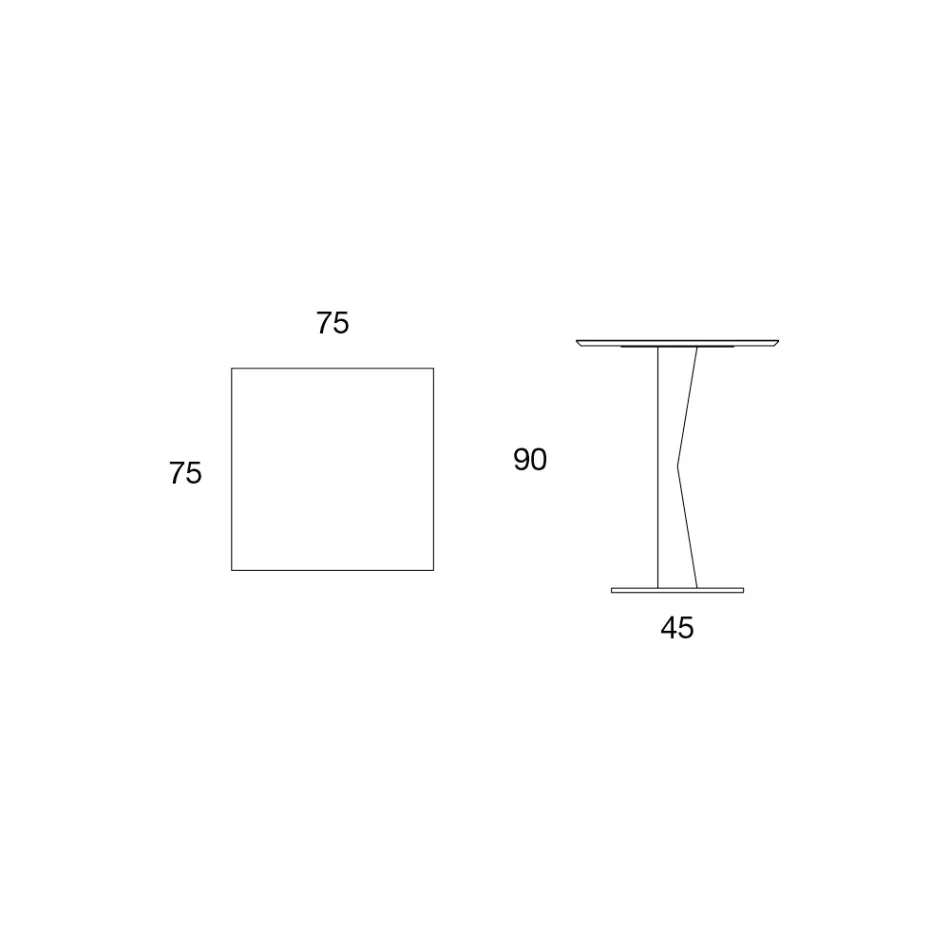 Mesa de centro alta cuadrada de metal inclinado y tapa de cerámica mate - Coriko viadurini