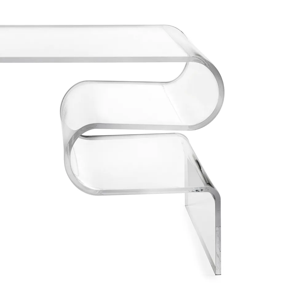 Mesa de centro Dennis de plexiglás transparente, fabricada en Italia. viadurini