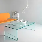 Mesa de centro baja para salón en vidrio transparente voladizo - Descuento viadurini