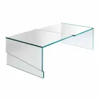Mesa de centro baja para salón en vidrio transparente voladizo - Descuento viadurini