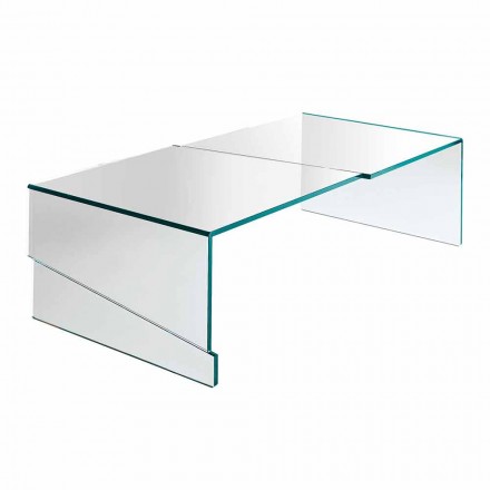 Mesa de centro baja para salón en vidrio transparente voladizo - Descuento viadurini