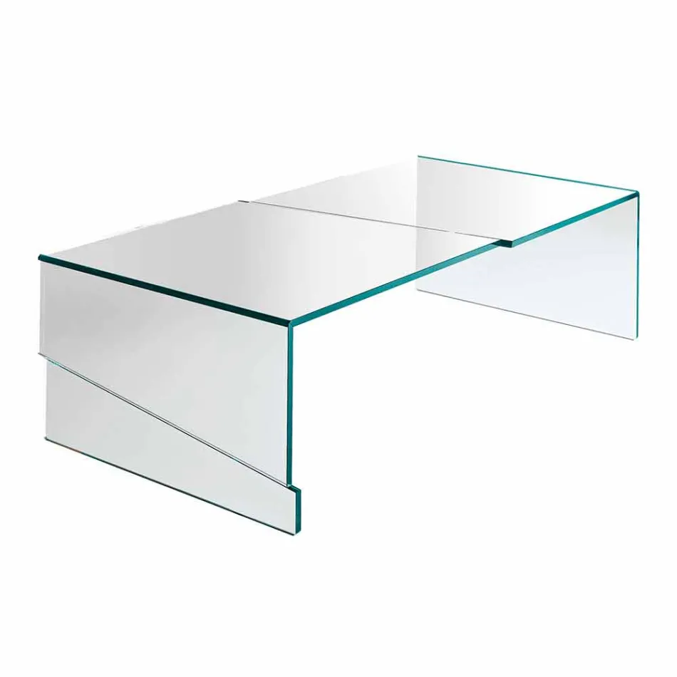 Mesa de centro baja para salón en vidrio transparente voladizo - Descuento viadurini