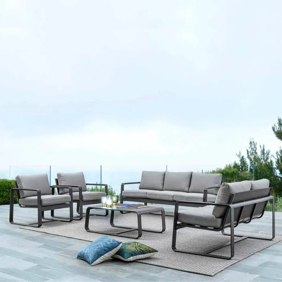 Mesa baja para exterior en aluminio pintado blanco o antracita - Aniello viadurini