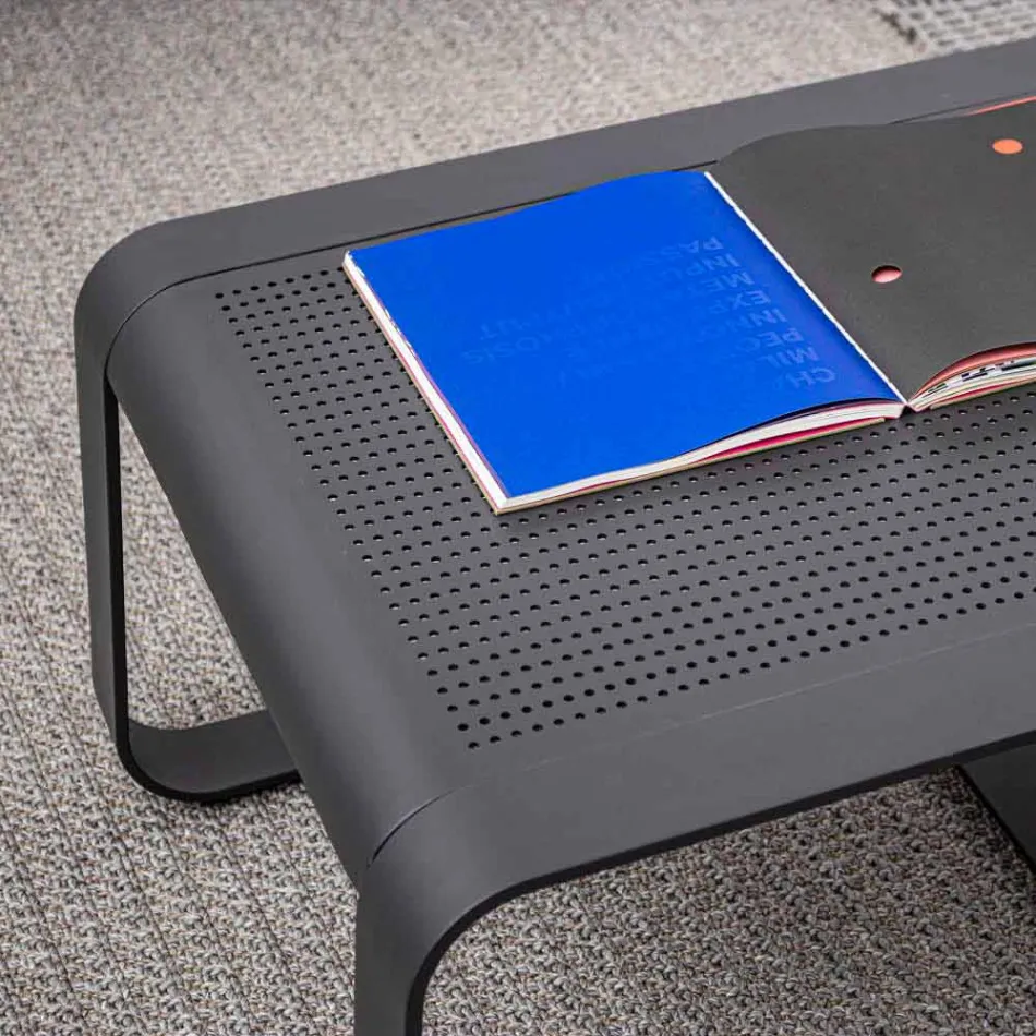 Mesa baja para exterior en aluminio pintado blanco o antracita - Aniello viadurini