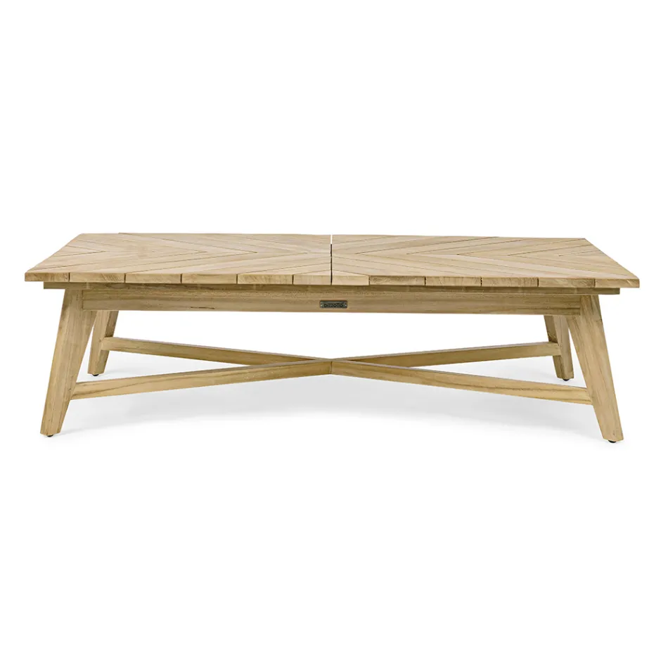 Mesa de centro baja rectangular para exterior en madera de teca, Homemotion - Stuart viadurini