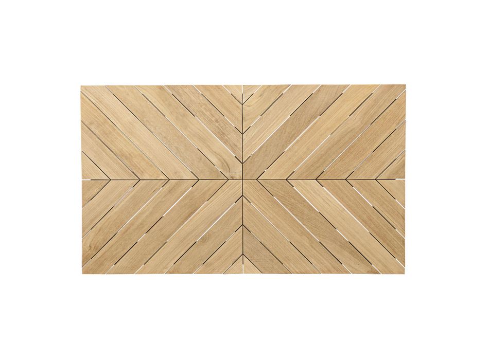 Mesa de centro baja rectangular para exterior en madera de teca, Homemotion - Stuart viadurini