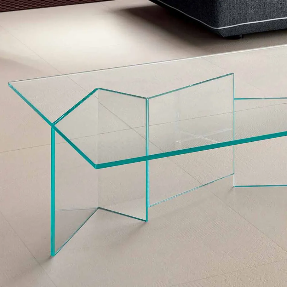Mesa de centro baja en vidrio extraclaro 2 tamaños Made in Italy - Aleatorio viadurini