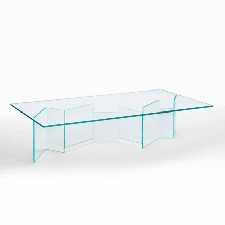 Mesa de centro baja en vidrio extraclaro 2 tamaños Made in Italy - Aleatorio viadurini