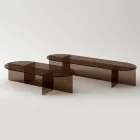 Mesa de centro Laris de cristal bronce con un diseño refinado, fabricada en Italia. viadurini