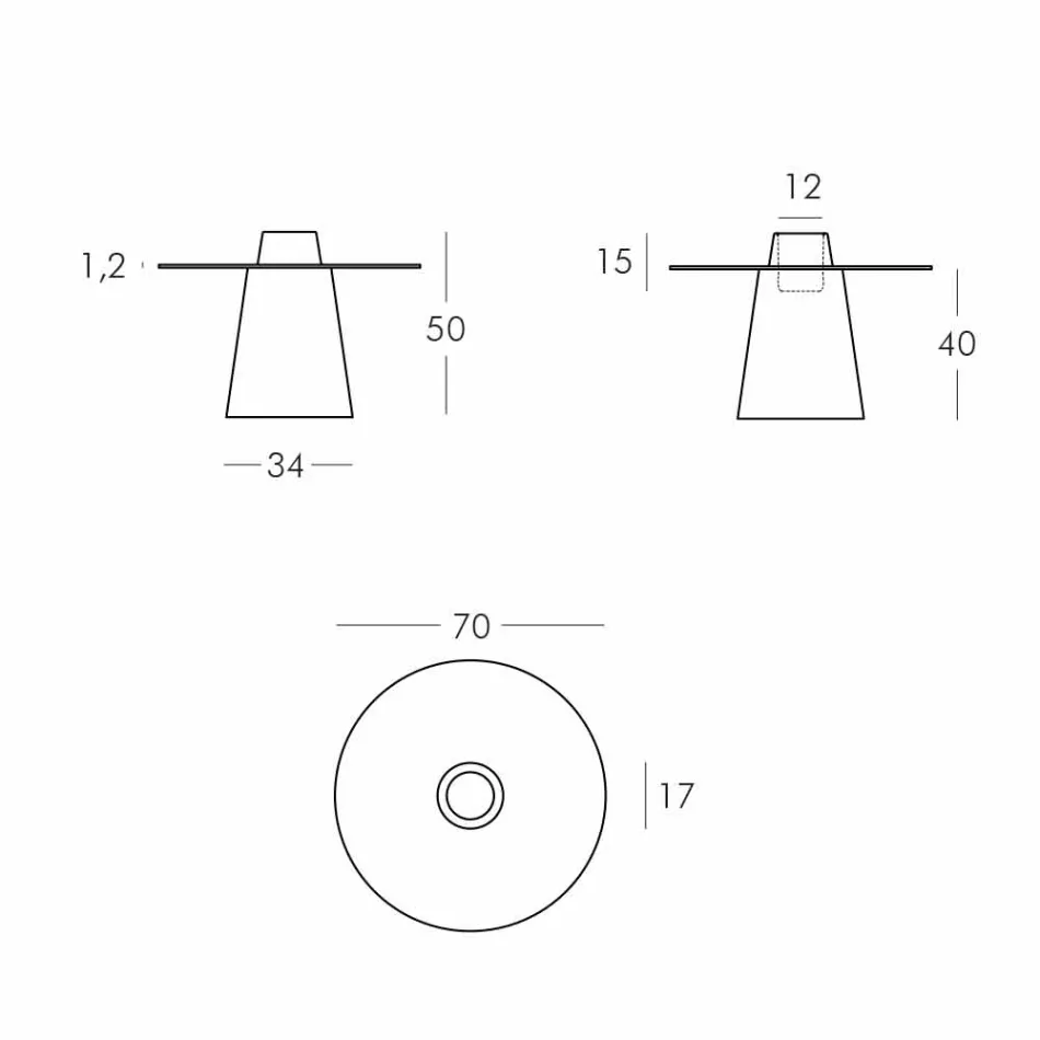 Slide Mesa baja (H50) de polietileno y vidrio fabricado en Italia. viadurini