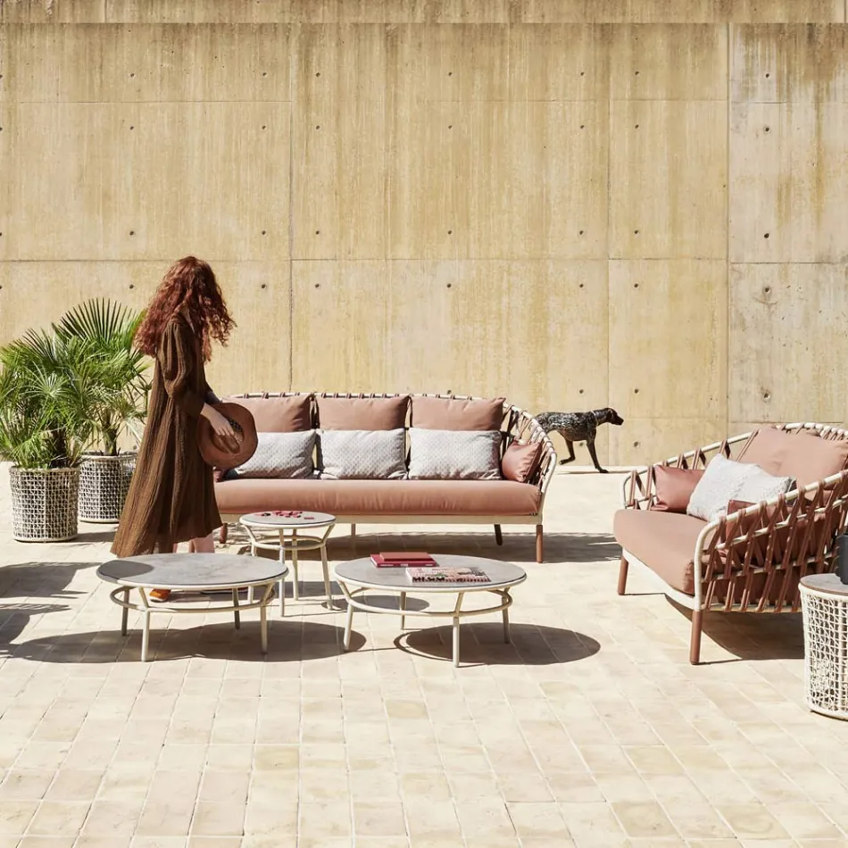 Mesa Baja Sobre Hpl o Cerámica Made in Italy - Emmacross by Varaschin viadurini