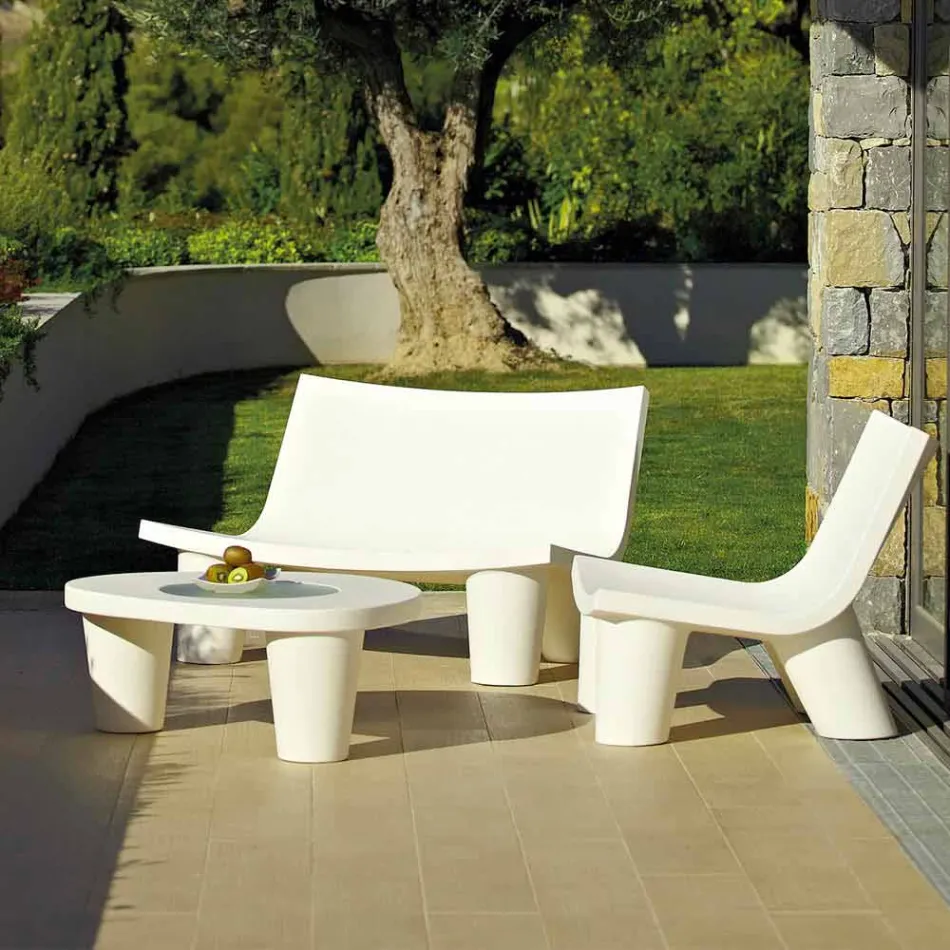 Mesa baja Low Slide Lita Table de polietileno y vidrio fabricado en Italia viadurini