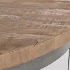 Mesa de centro baja redonda para salón en madera de mango y acero - Moncheri viadurini