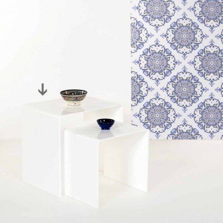Mesita blanca de diseño moderno de 50x50cm Terry Big, hecha en Italia viadurini