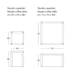Mesa de centro de metal de diseño cuadrado en 2 tamaños - Josyane viadurini