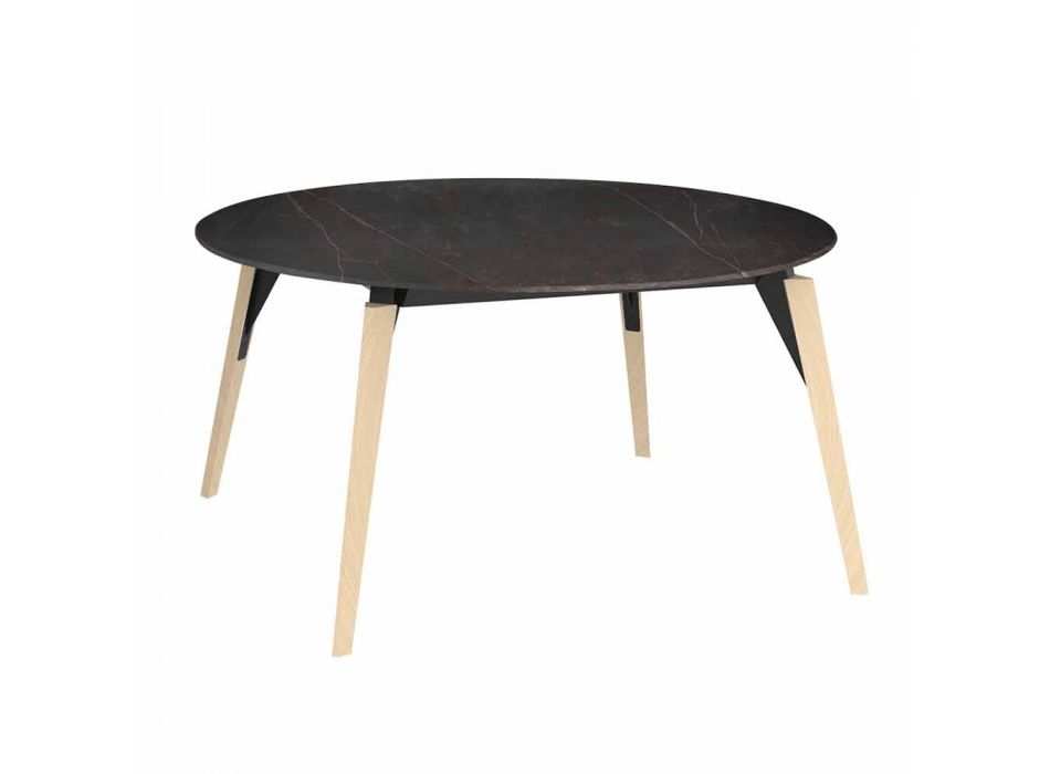 Mesa de centro redonda con tablero de efecto mármol, 3 colores, 2 tamaños - Faz Wood by Vondom viadurini