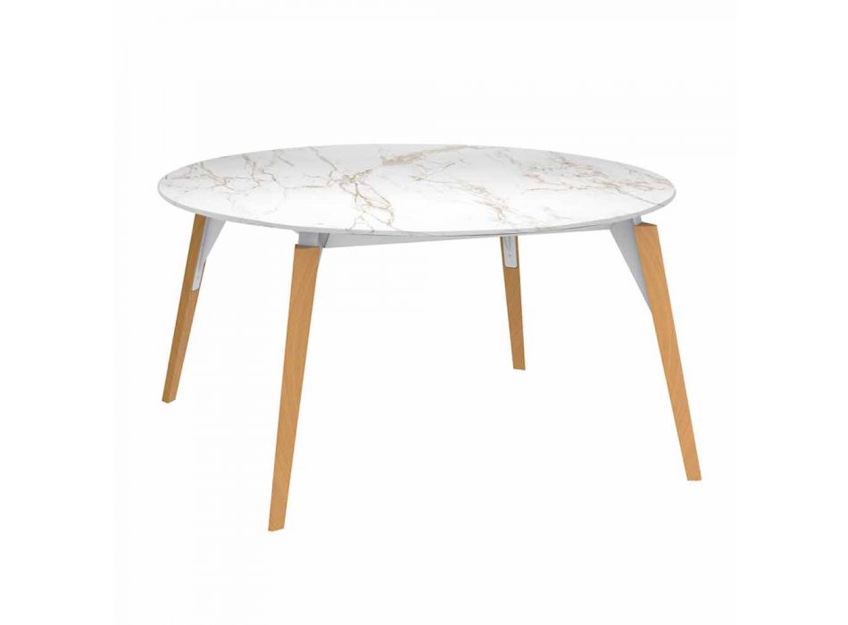 Mesa de centro redonda con tablero de efecto mármol, 3 colores, 2 tamaños - Faz Wood by Vondom viadurini