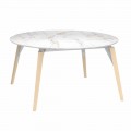 Mesa de centro redonda con tablero de efecto mármol, 3 colores, 2 tamaños - Faz Wood by Vondom