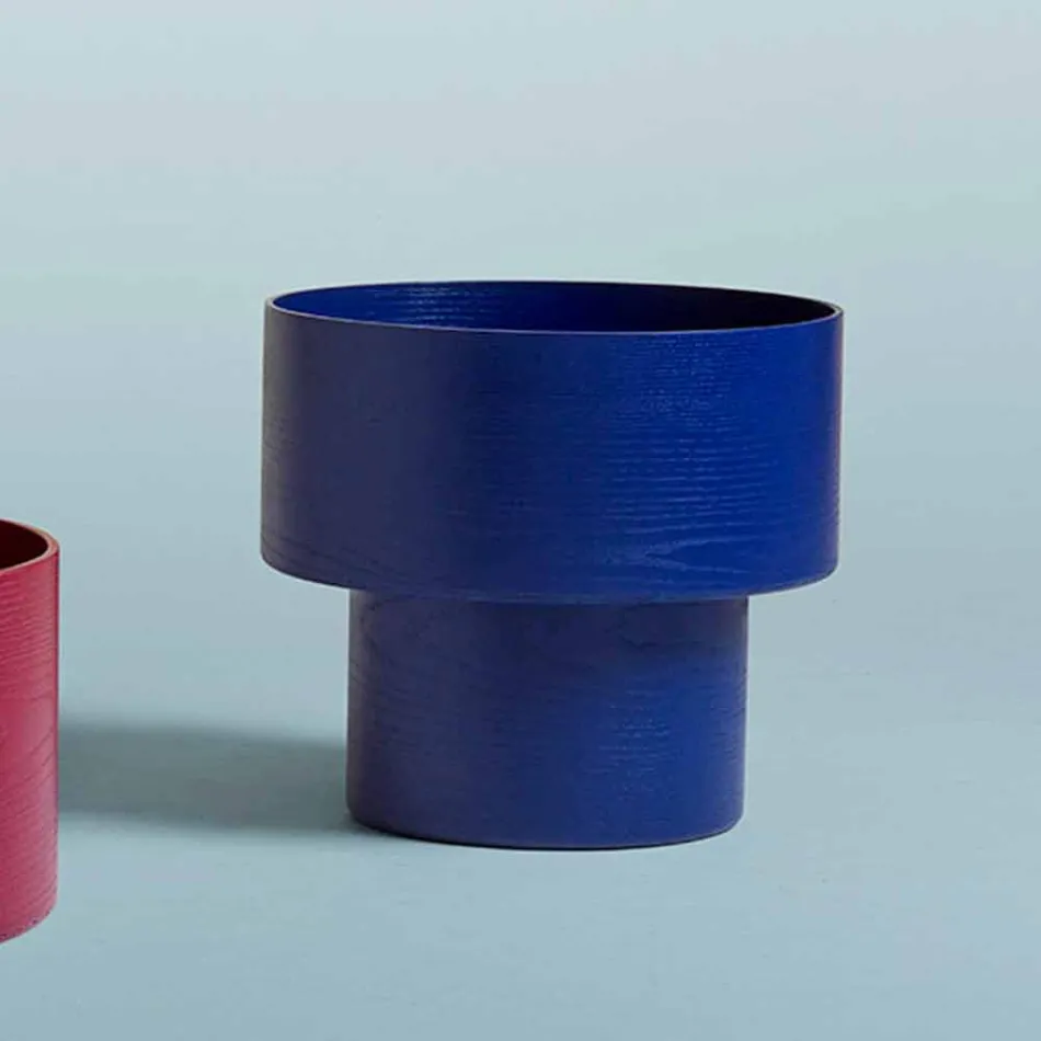 Mesita de noche redonda de diseño moderno en madera burdeos o azul - Vinnie viadurini