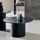 Mesa de centro con base metálica y tablero de espejo o cristal de Ø60 cm - Flaminia viadurini