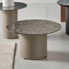 Mesa de centro con base metálica y tablero de espejo o cristal de Ø60 cm - Flaminia viadurini