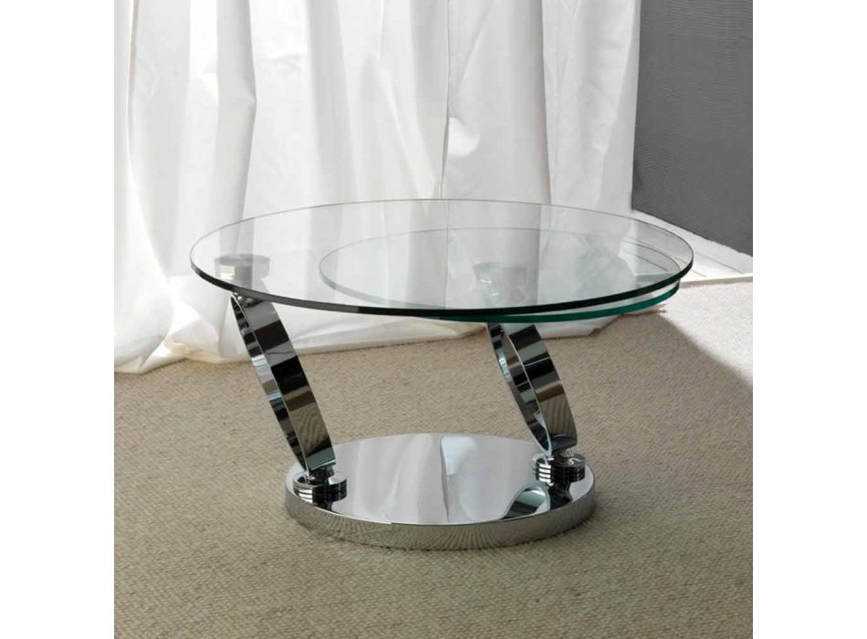 Mesa con dos tapas de cristal ronda sincronizada móvil Chieti viadurini