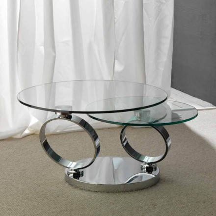 Mesa con dos tapas de cristal ronda sincronizada móvil Chieti viadurini