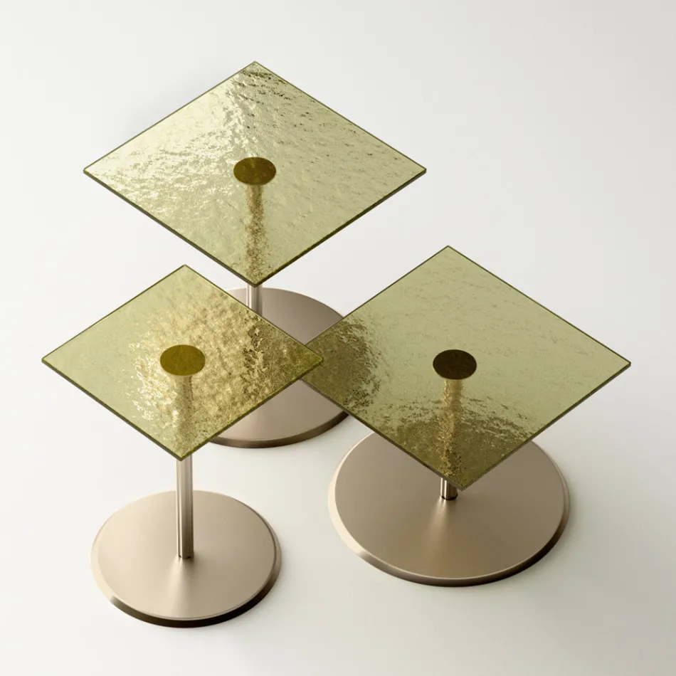 Mesa de centro con tapa cuadrada de vidrio o metal Made in Italy - Anakin viadurini