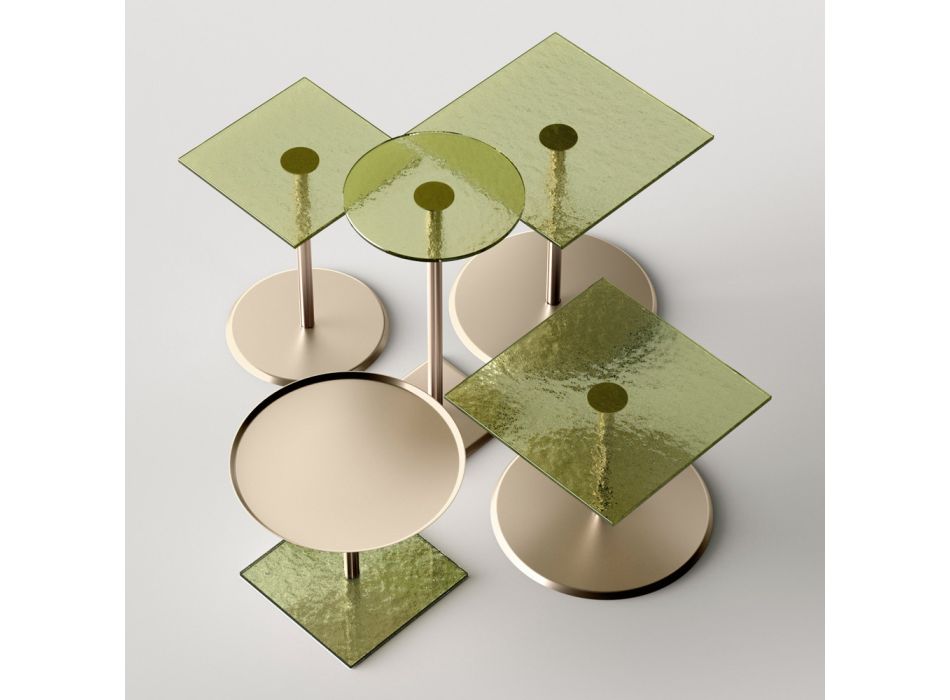 Mesa de centro con tapa cuadrada de vidrio o metal Made in Italy - Anakin viadurini