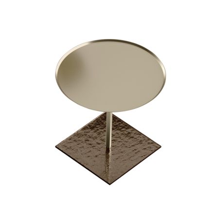 Mesa de centro con tapa redonda de vidrio o metal Made in Italy - Anakin viadurini
