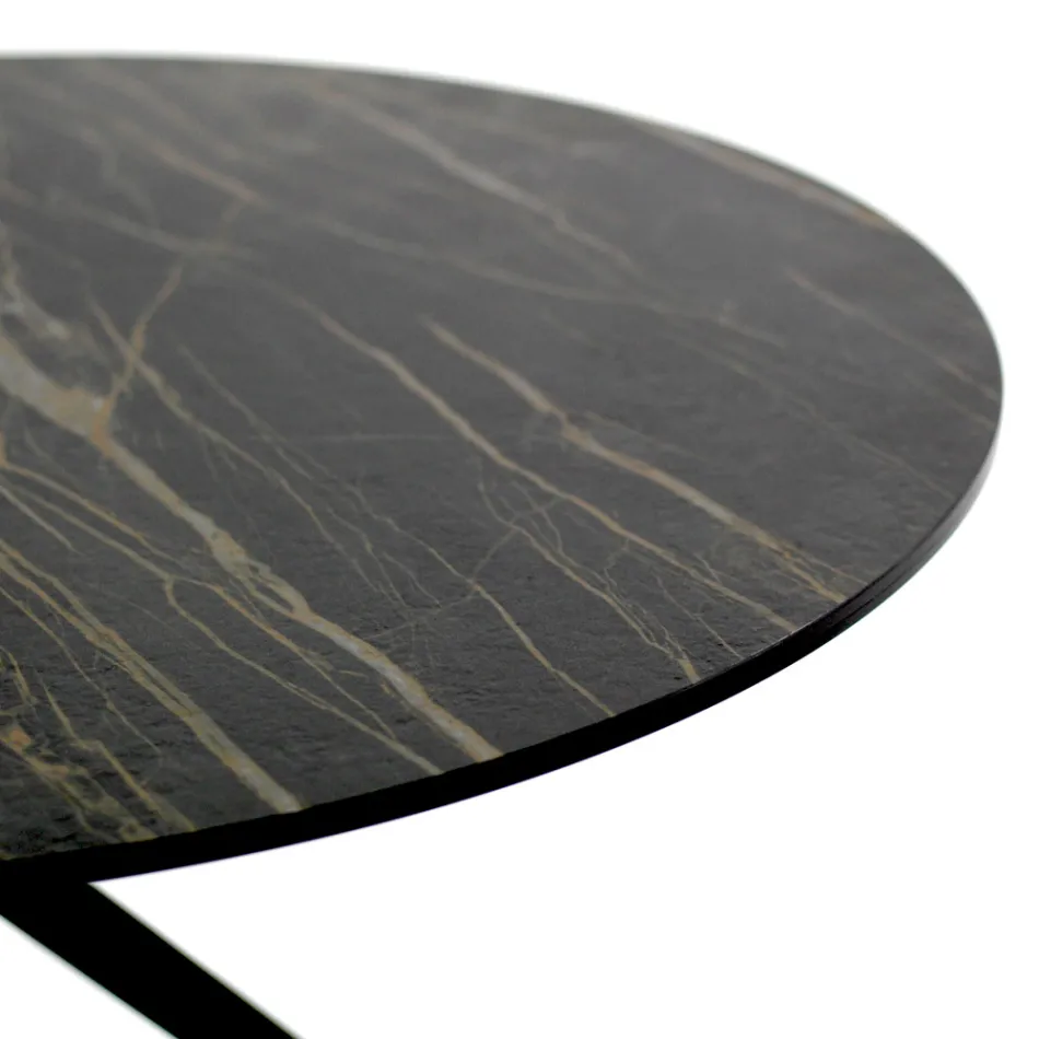 Mesita con Tapa Redonda Fabricada en Gres Made in Italy - Siste viadurini